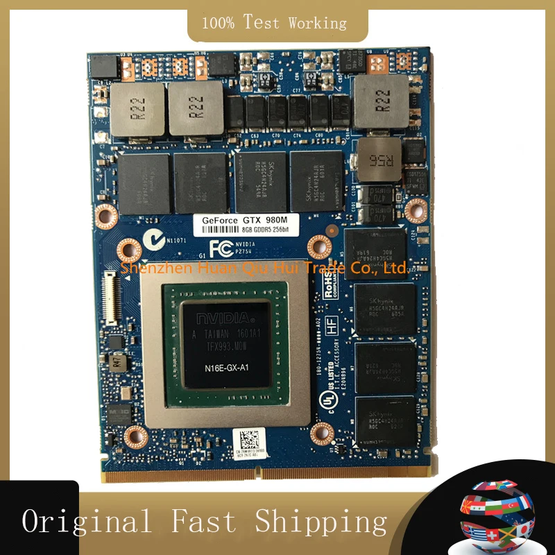 

Original GTX 980M GTX980M Video VGA Graphic Card N16E-GX-A1 8GB For Laptop Dell Alienware MSI GT60 GT70 GT72 Clevo P150HM P150EM