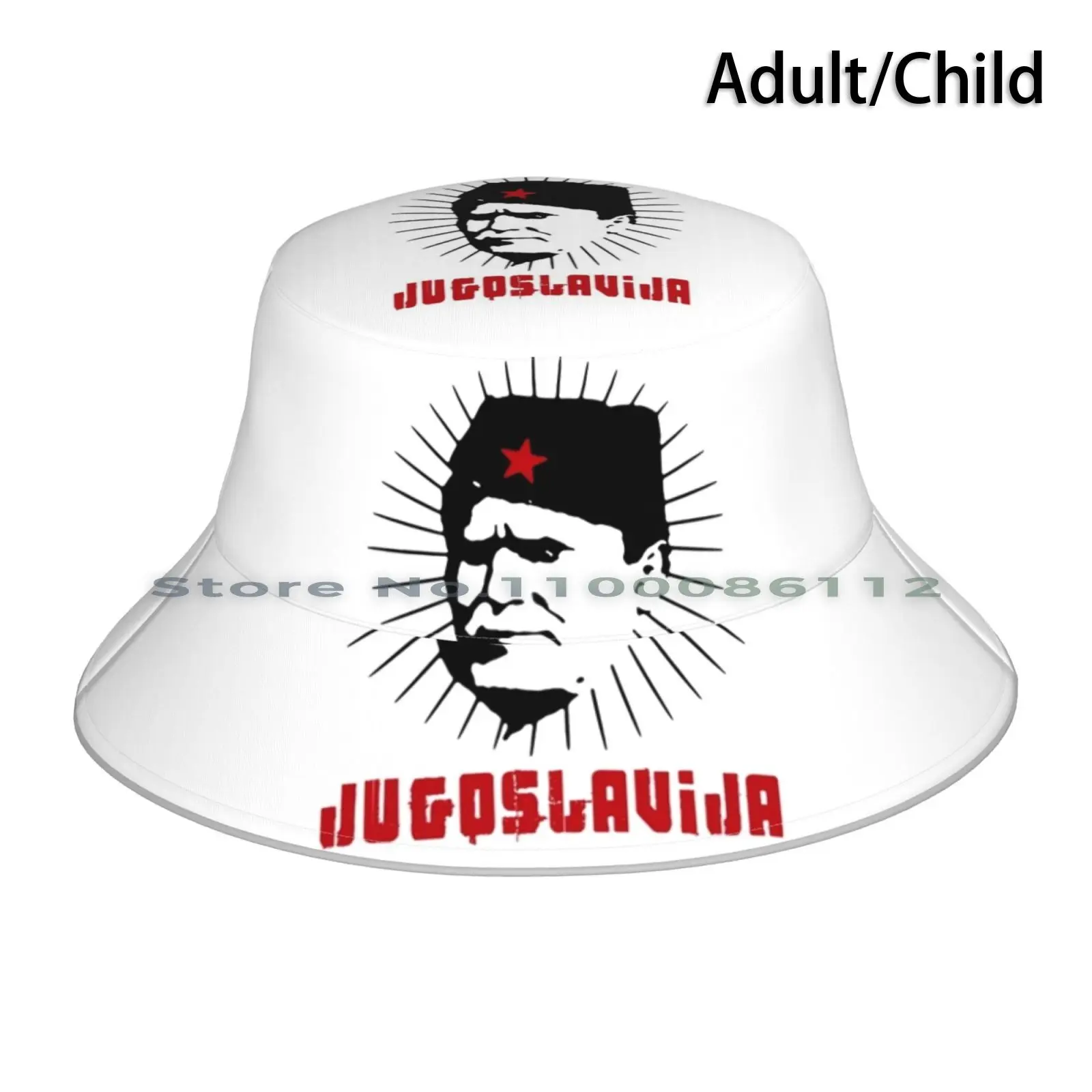 Jugoslavija-Tito-Dictator Design-Serbia Bucket Hat Sun Cap Gang Wear Style Roberto Geissini Style Tattoo Art Biker Rocker Cool