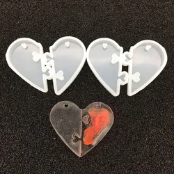 Molde de silicona líquida con forma de corazón para amantes, herramientas de fabricación de joyas, 2 piezas, DIY, resina epoxi