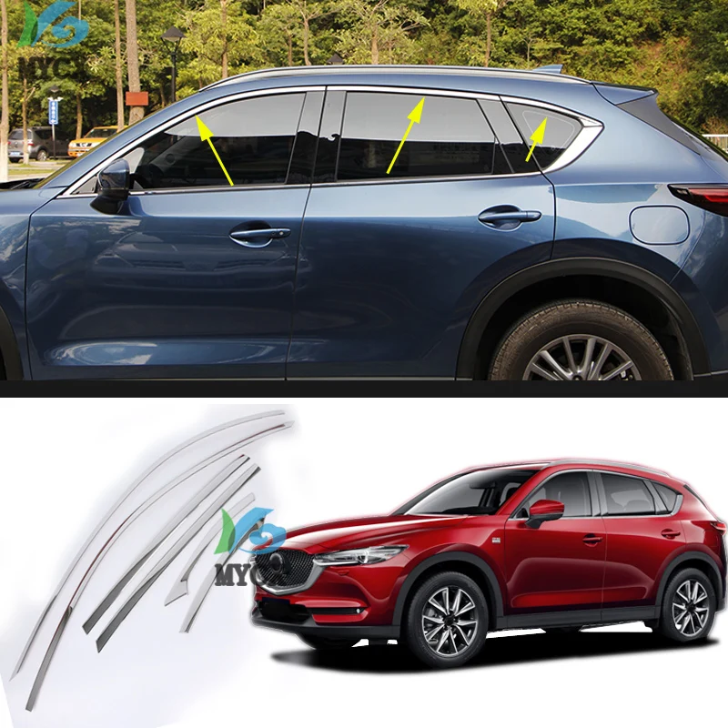 

FIT For Mazda CX5 CX-5 CX 5 2017 2018 2019 UPPER WINDOW SILL CHROME TRIM LINING MOLDING STLYING COVER GARNISH SURROUND