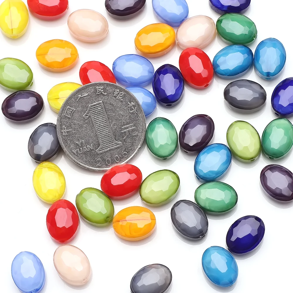 30Pcs Faceted Glass Oval Bead Flat Shape 9x12mm Crystal Pendant Craft Material Jewelry Supplier DIY Making Earing Accessories