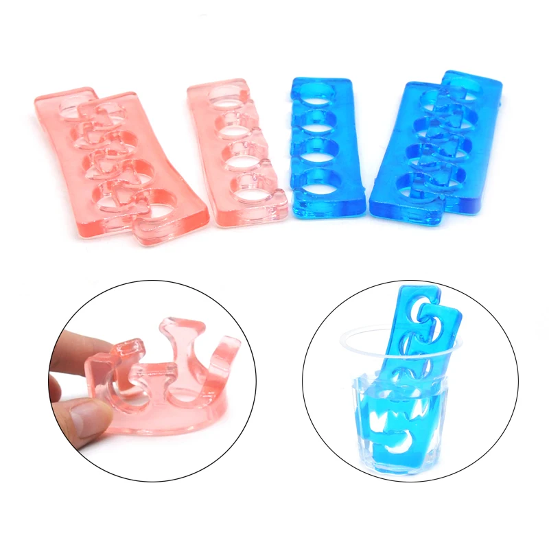 2 Pcs Soft Silicone Toe Separating Gel Toe Separator Manicure Pedicure Finger Foot UV Nail Tools Flexible Silicone Finger Spacer