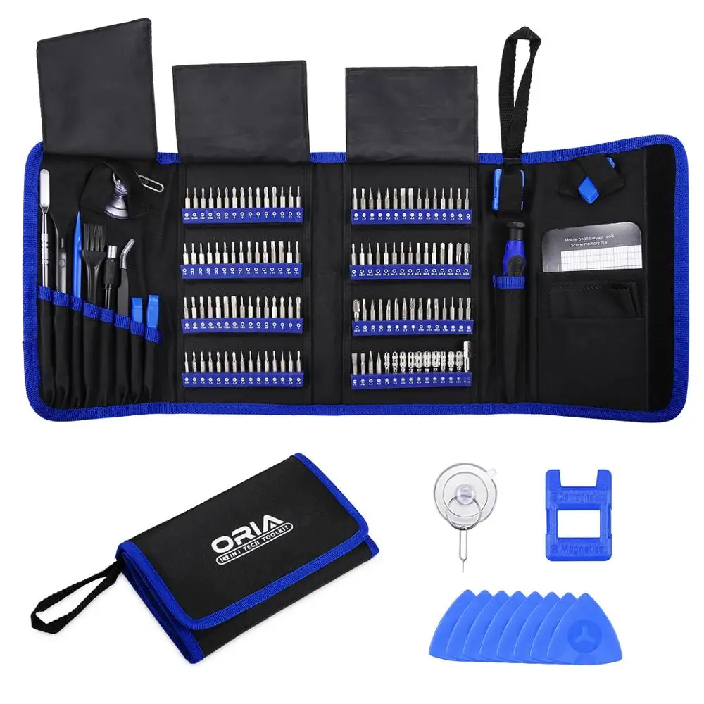 ORIA Magnetic Screwdriver Set 142 in 1 Repair Tools Kit with 120 Bits Precision Screwdriver Set with Magnetic Pad Portable Bag