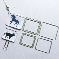 Metal Cutting Dies New 2024 Rectangle Wave Stitch Frame Tags Dies Scrapbooking Stencil Background Stamp Craft Die Cut DIY Card