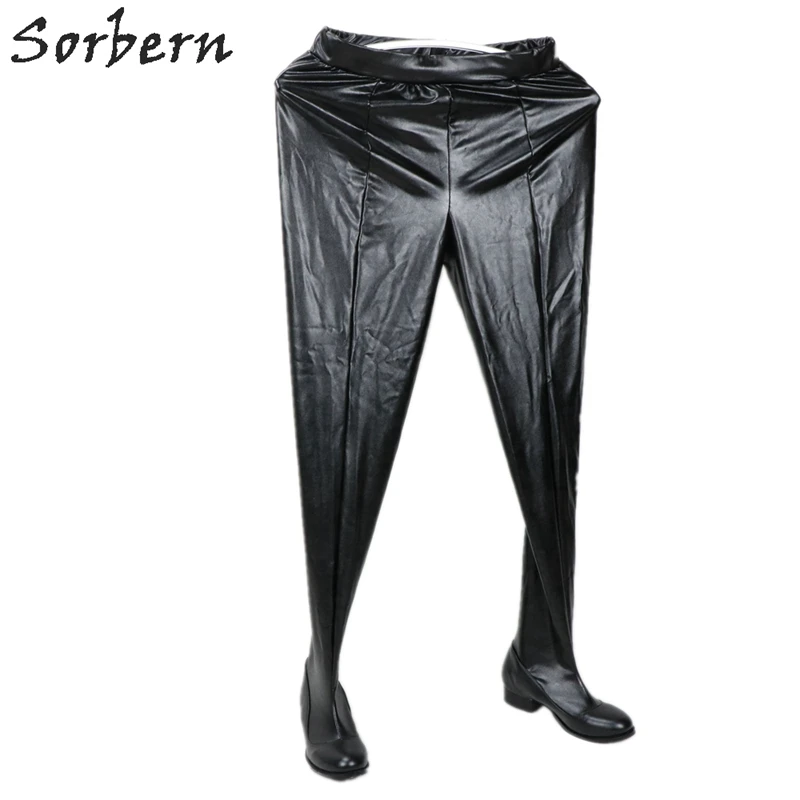 Sorbern Round Toe Hoof Heels Legging Boots Custom Crotch Thigh High Elastic Waist Long Boot Unisex Back Zipper Stretched