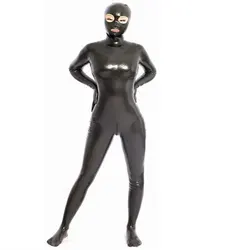 Sexy Women Zipper Open Crotch Bodysuit Latex Shiny Catsuit Elasitc Sexy Tight Faux Leather Bandage Bodycon Jumpsuit Cosplay F120