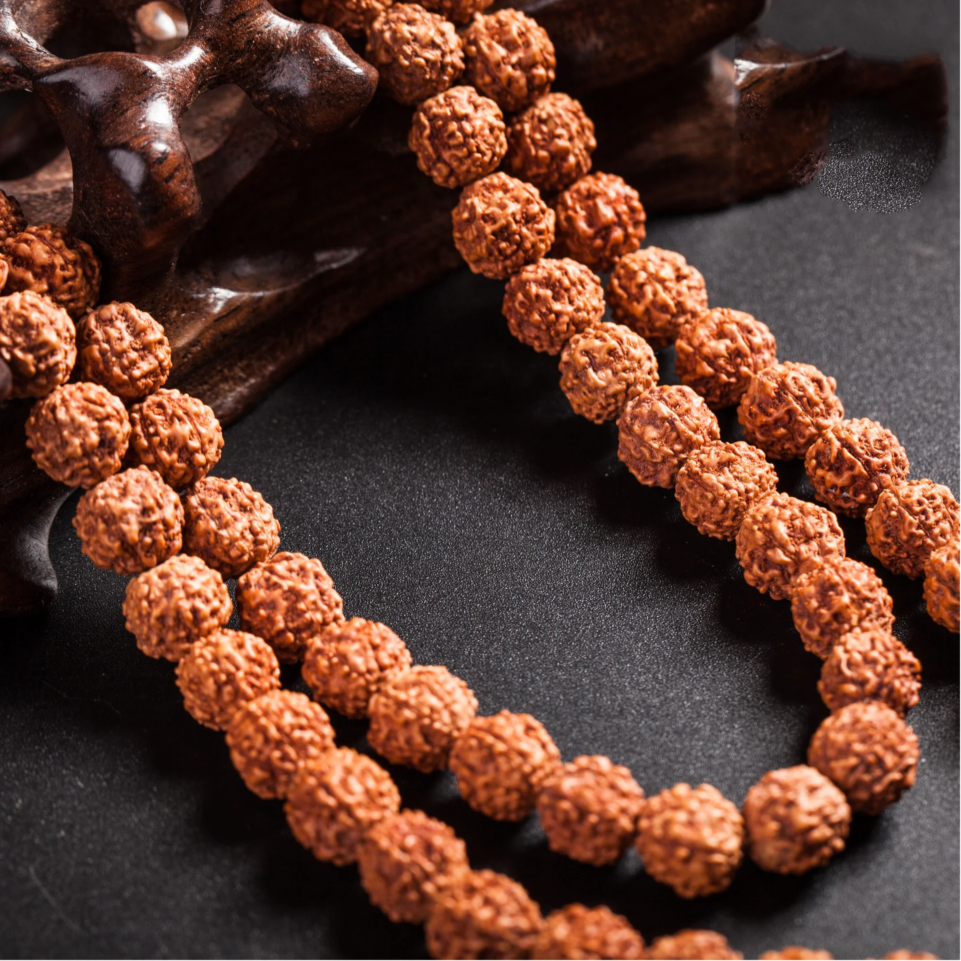 Natural Rudraksha Mala 108 Beads 5/7/9mm Mala Prayer Meditation Buddhist for Necklaces Meditation Practice Bracelet Accessories