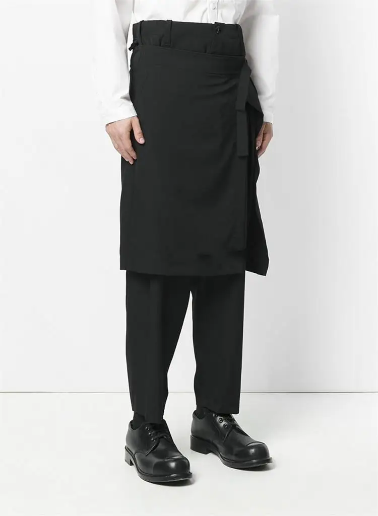 Spring And Autumn New Style Men Korean Version Of The New Fashion Casual Wool Culottes Solid Color False Two Slacks