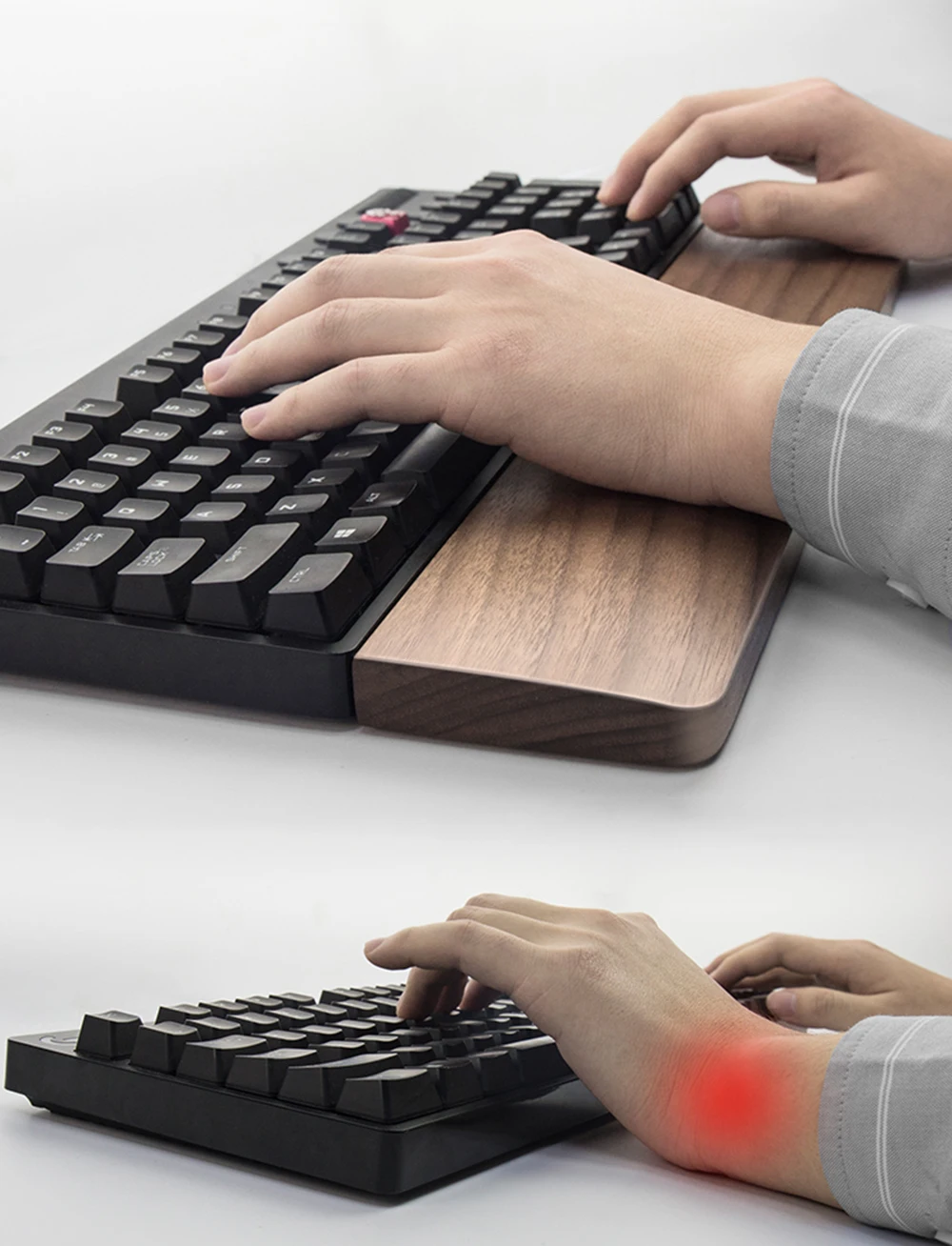 Solid Wooden Wrist Rest Pad For IKBC Mechanical Gaming Keyboard Logo Customized Walnut  Wenge Ebony Wood Palm Hand Rest Pads