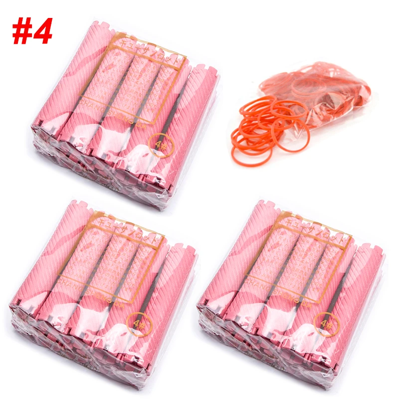 3 Packs/set 18mm Hair Perm Rods with Rubber Bands Kit Cold Permanent Bar Plastic Curlers Rollers Set Wave Fluffy Corn Hair 1507