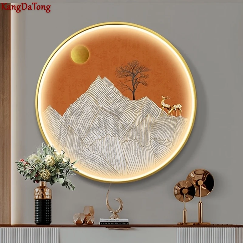 Gold Entry Porch Led Mural Light Modern Designer Living Room Bedroom Orange Abstract Circular Hallway Decorative Light