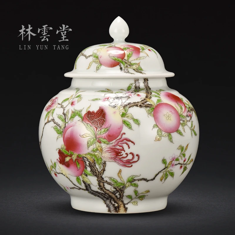 Lin Yuntang pastel sanduo peach tea pot piggy bank nuts jingdezhen pastel high-grade tea