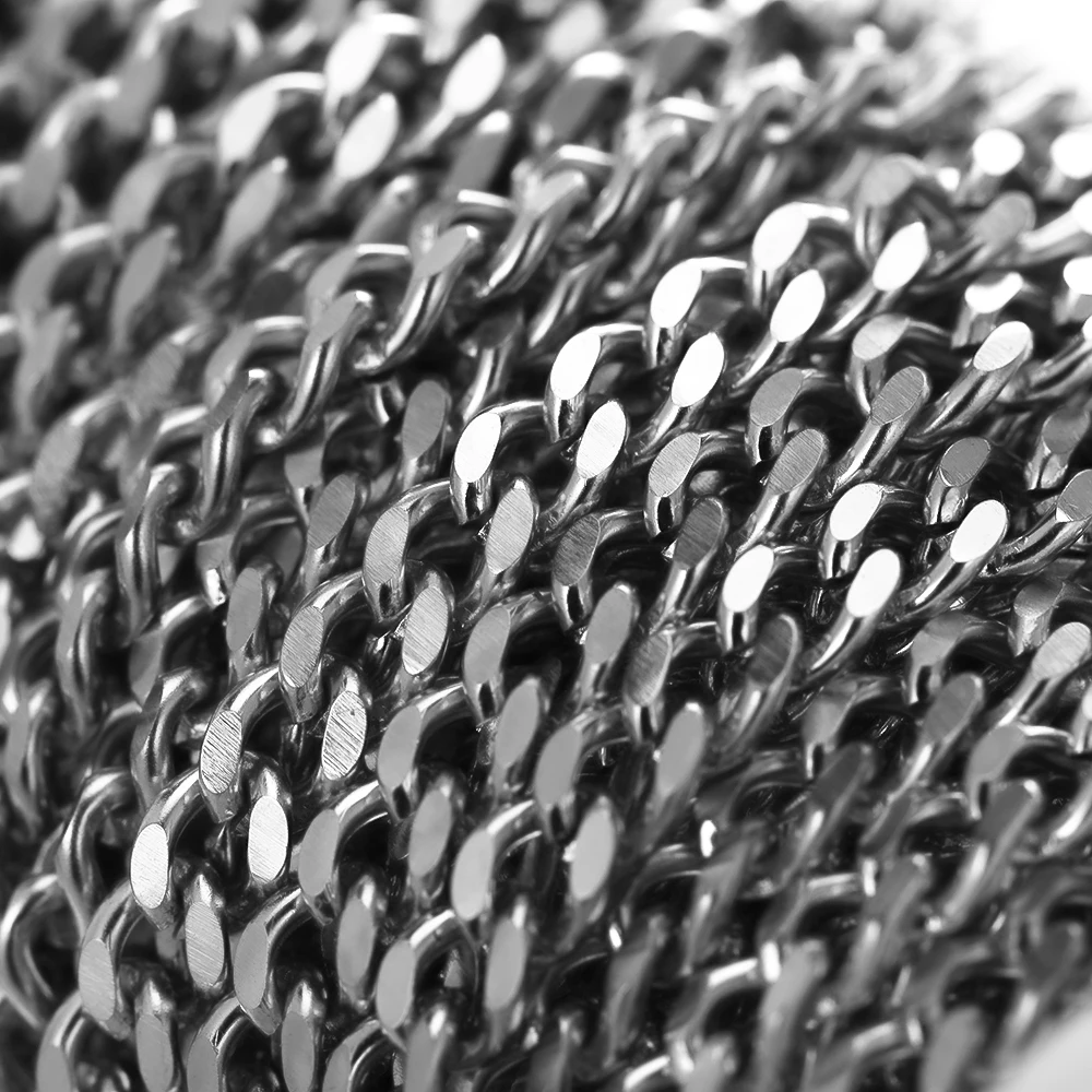1 Meter Edelstahl Panzerkette für DIY-Schmuckherstellung, Hip-Hop-Punk-Halsketten, Armbänder und Accessoires – Detail 4