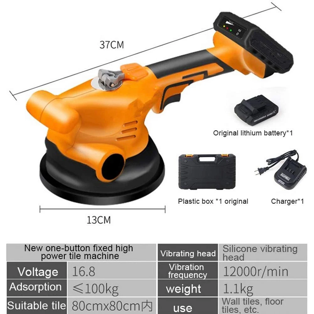 New Tile Vibrator Machine Bricklayer 16.8V Tile Suction Cup 13000mAh Lithium Wireless Tile Floor Laying Vibrator Leveling Tool