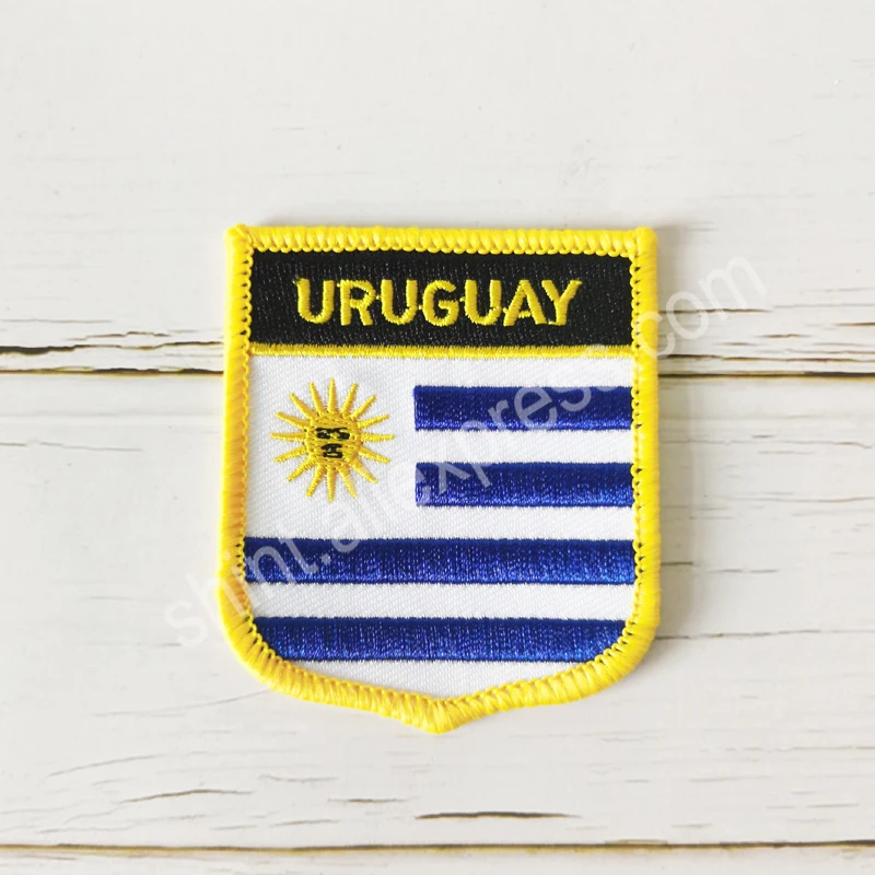 Uruguay National Flag Embroidery Patches Badge Shield And Square Shape Pin One Set On The Cloth Armband   Backpack  Decoration