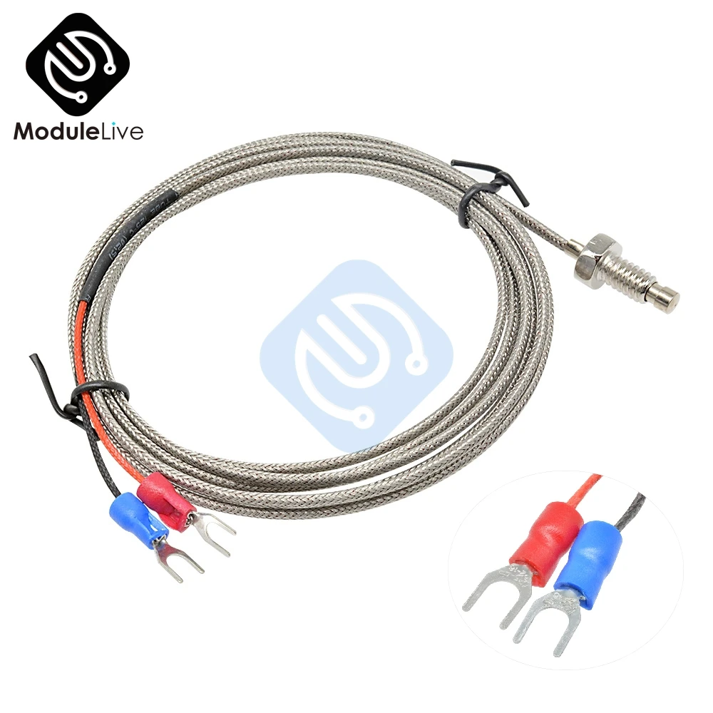 Diymore K Type Thermocouple Cable M6 1M 2M Screw Temperature Sensor Probe 0-800 C For REX-C100 Temperature Controller Thermostat