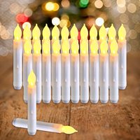 24PCS LED Flameless Taper Candle Lights Battery Operated Floating Handheld Candlesticks for Church Party Halloween Decorations