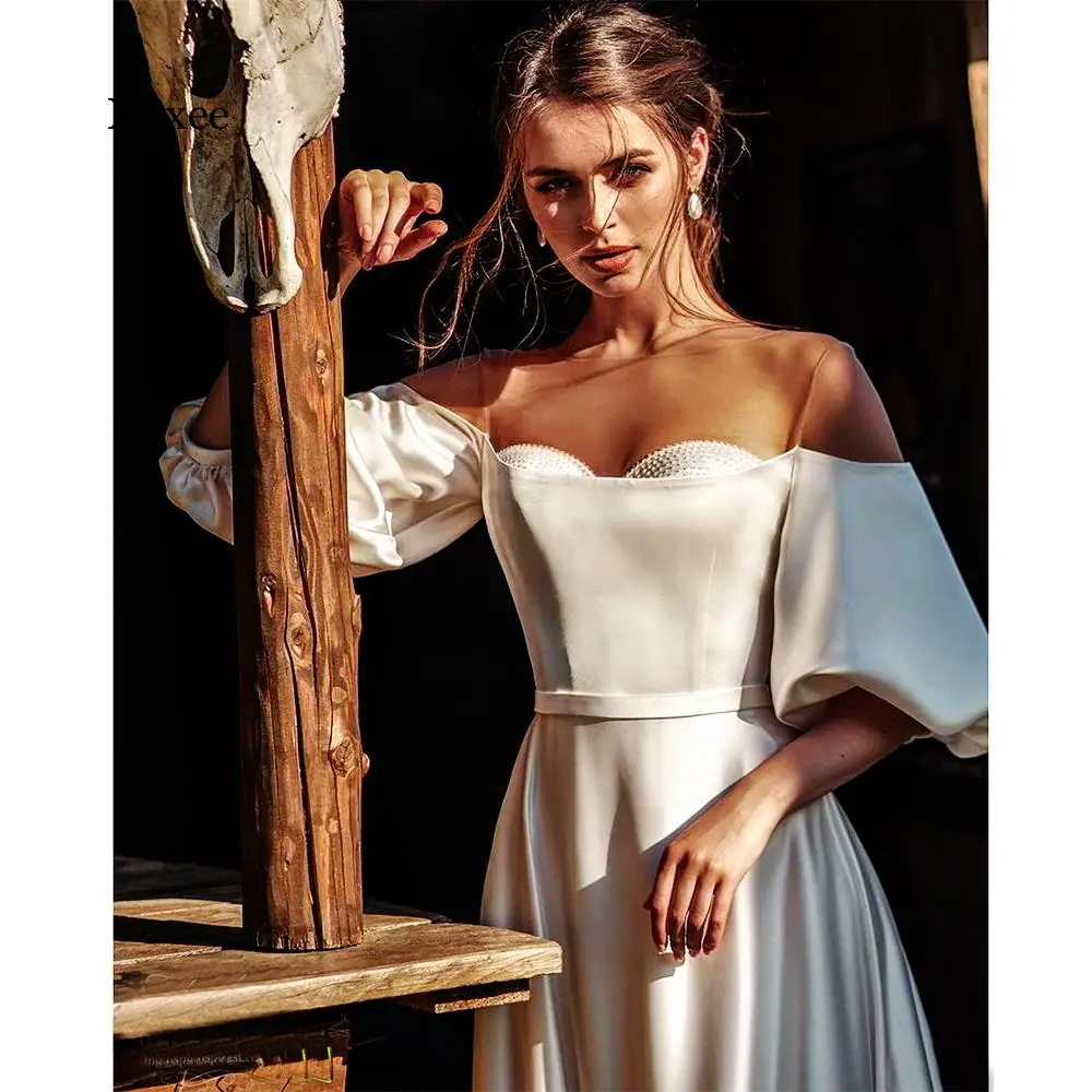 White Banquet Dress Women Autumn Elegant Sexy Strapless Lantern Sleeve Wedding Bridesmaid Long Party Dress Slim Maxi Dress