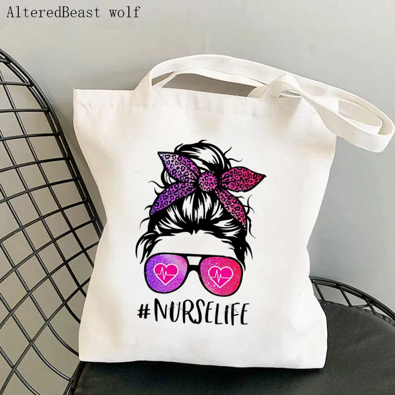 Women Shopper bag Nurse In Progress Please wait Bag Harajuku Shopping Canvas Shopper Bag girl handbag Tote Shoulder Lady Bag