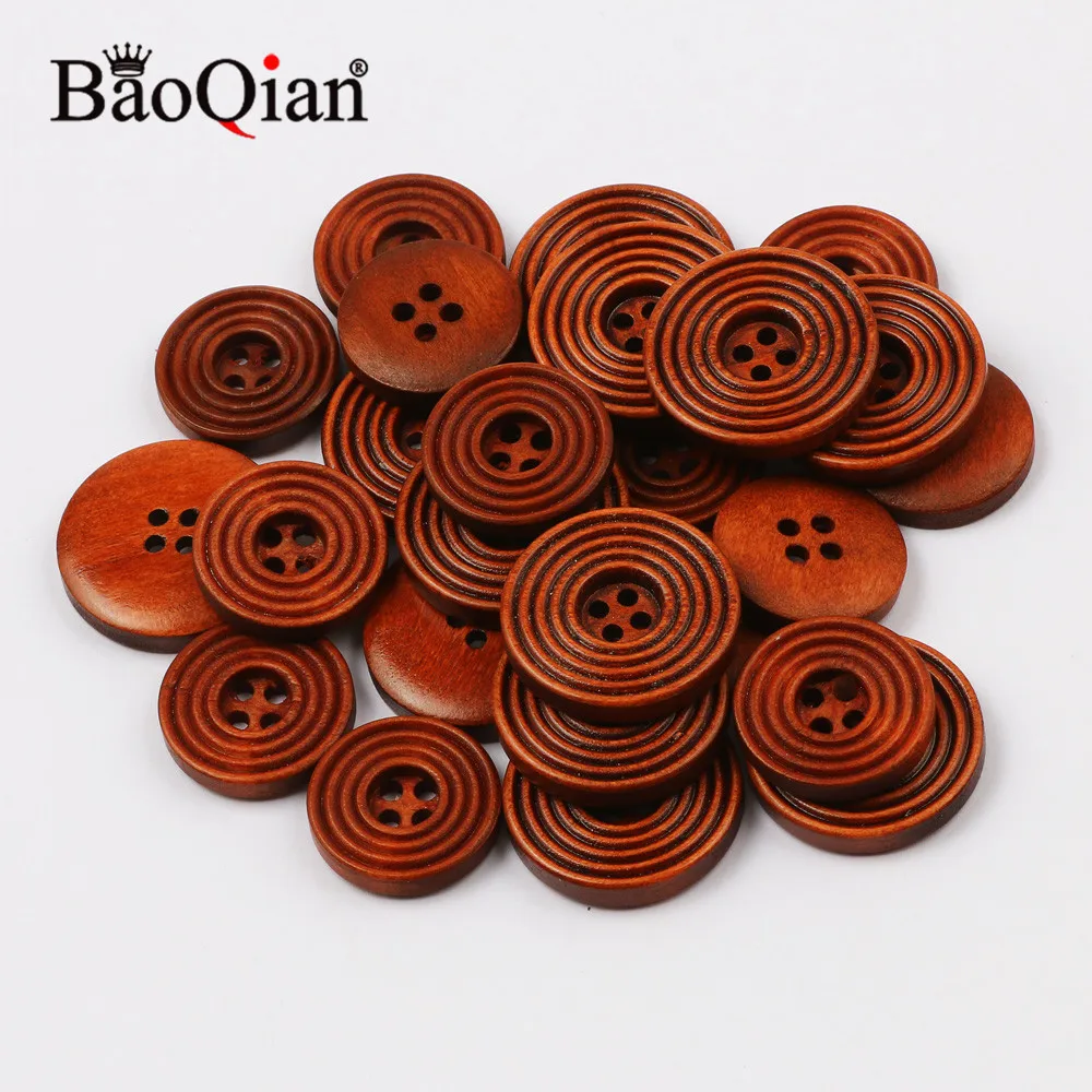 21/25mm 4 Hole Round Natural Wooden Buttons For Handmade Fashion Clothing Decoration Crafts Diy Home Sewing Buttons