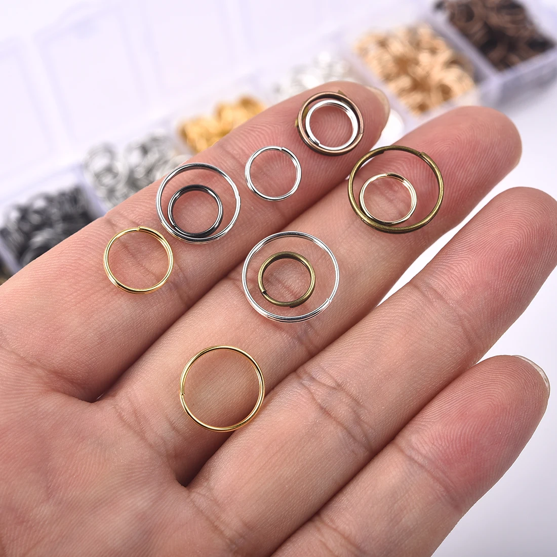 1Box 7 Colors Double Jump Rings 5/6/7/8/10/12/14mm Metal Jewelry Findings Kit for Jewelry DIY Making Handmade Accessories