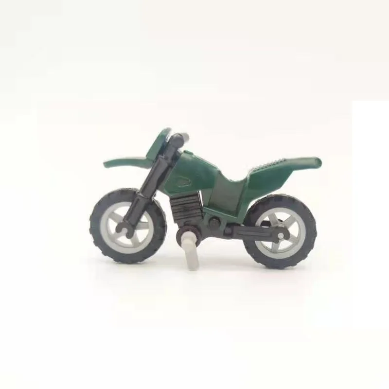 Green Dirt Bike Motorcycle Mini Action Figures Military Accessories Transport Equipment Building Blocks Brick Educational Toys