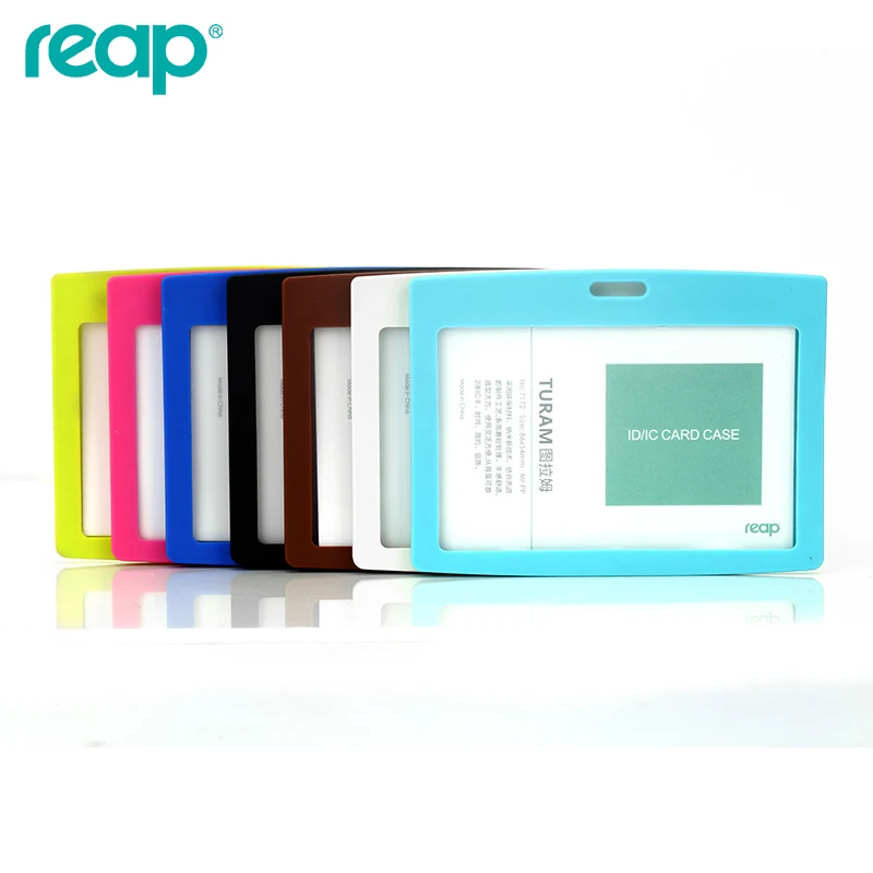 Candy Color Plastic Id Card Case Business Holder Employee Badge With Lanyards For School Hospital (Standard Size)