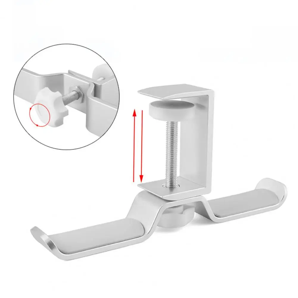 Headphone Holder with Dual Hook Adjustable Aluminum Alloy Earphone Holder Rack for Office