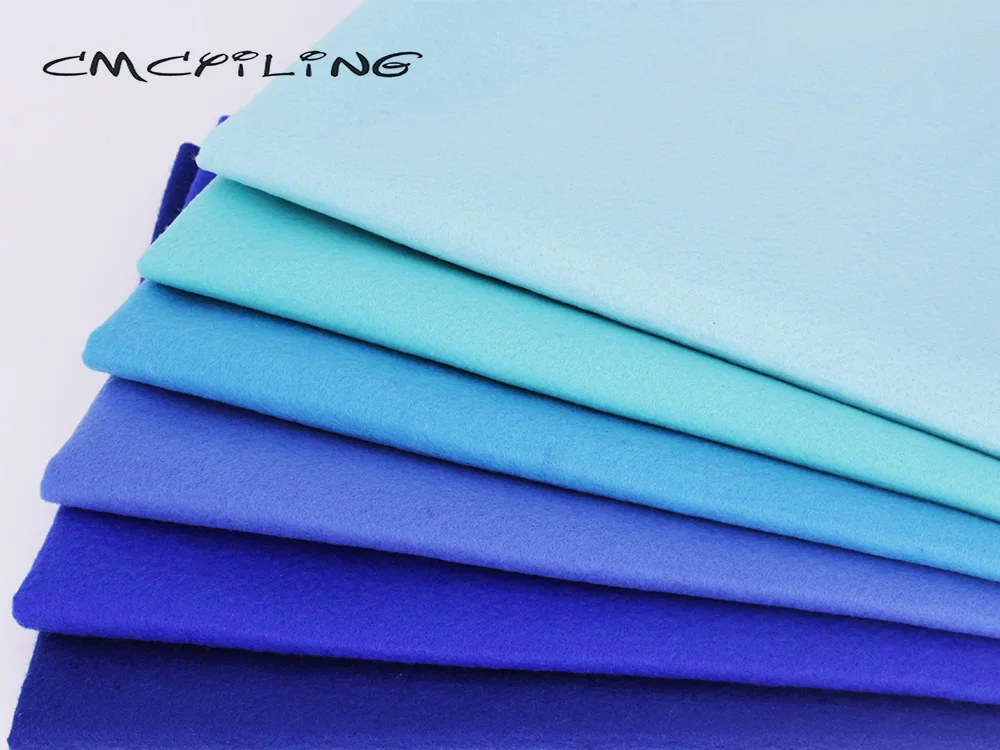 CMCYILING Hochdichter weicher Filzstoff für handgefertigte DIY-Näaipuppen zum Basteln, blaues Vlies-Set, Polyestertuch – Detail 1