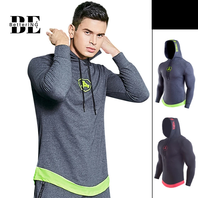 

2021 Men's New Fashion Casual Sports Sweatshirt Printed Hooded Fitness Suit Outdoor Running Long Sleeve Cotton Sportswear