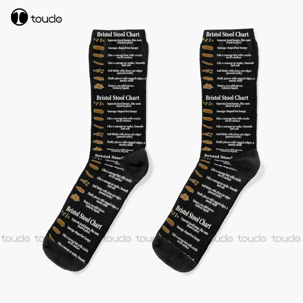 Bristol Stool Chart In White Writing Black Background Socks Mens Socks Size Personalized Custom Unisex Adult Teen Youth Socks