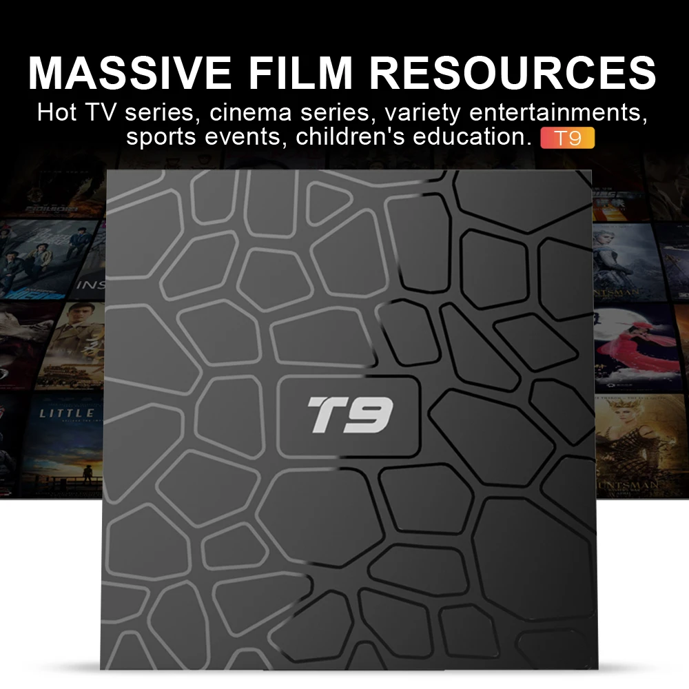 4 ГБ ОЗУ 64 Гб ПЗУ Android 9.0 ТВ-приставка T9 RK3318 Четырехъядерный 4G/32G USB 3,0 Smart Ultra HD 4K телеприставка 2,4G/5G Dual WIFI