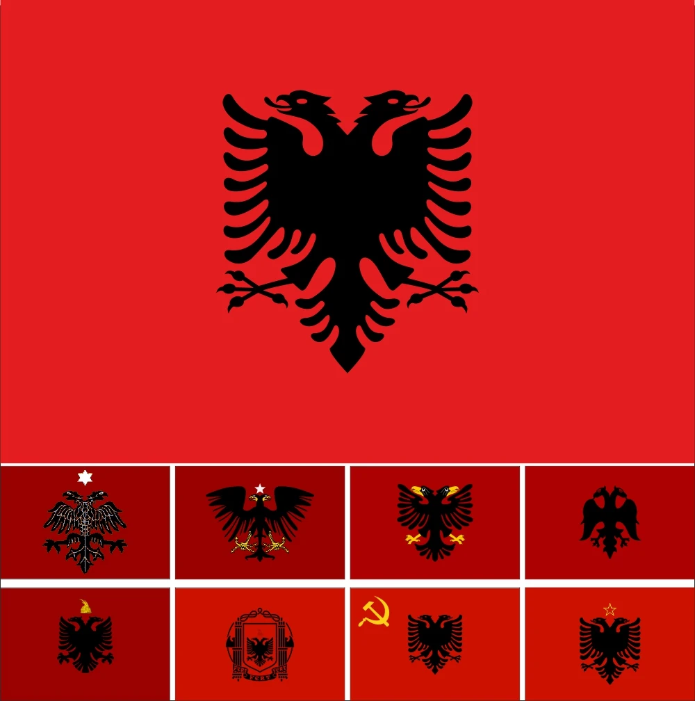 Albania History Flag Double Headed Eagle OUTDOOR INDOOR  ALBANIAN Arms 90x150cm National Banner Parade/Festival/3x5ft