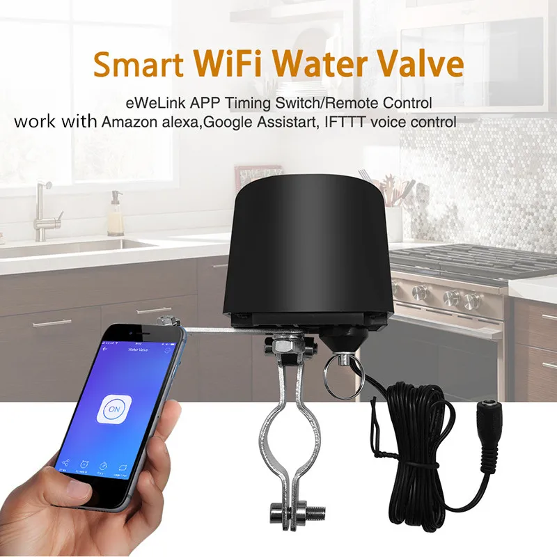 EWeLink Smart WiFi Water Gas Valve WiFi Controller APP Remote Voice Control Work with Alexa Google Assistant DIY Home Automation