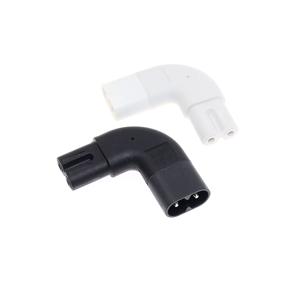 Right Angled IEC 320 C7 Female To C8 Male 2-Pin AC Power Plug Converter Adapter White/Black