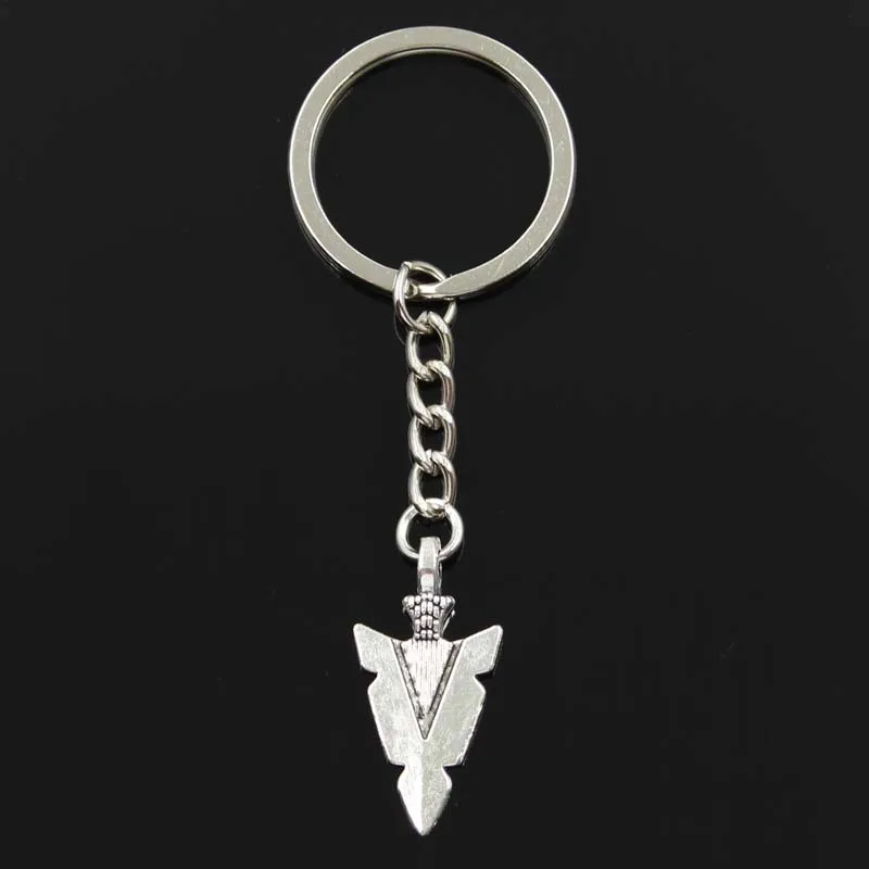 New Fashion Keychain 28x15mm Indian Arrowhead Dagger Pendant DIY Men bronze silver color Car Key Chain Ring Holder Souvenir Gift