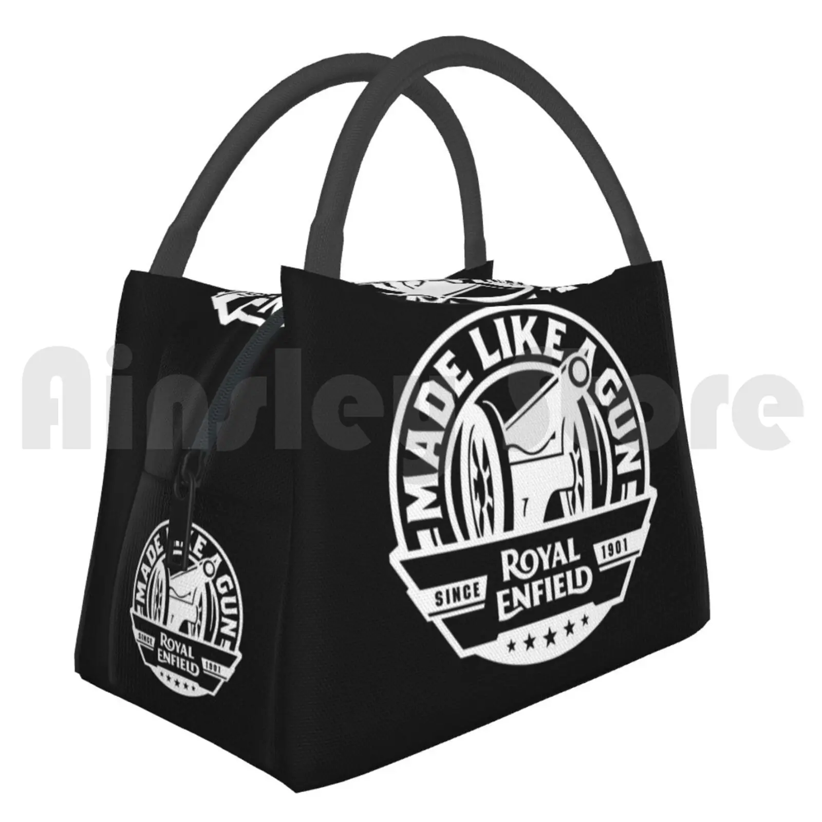 

Portable Insulation Bag Royal Enfield Fan Art Logo Made Like A Gun Royal Enfield Royal Enfield Classic