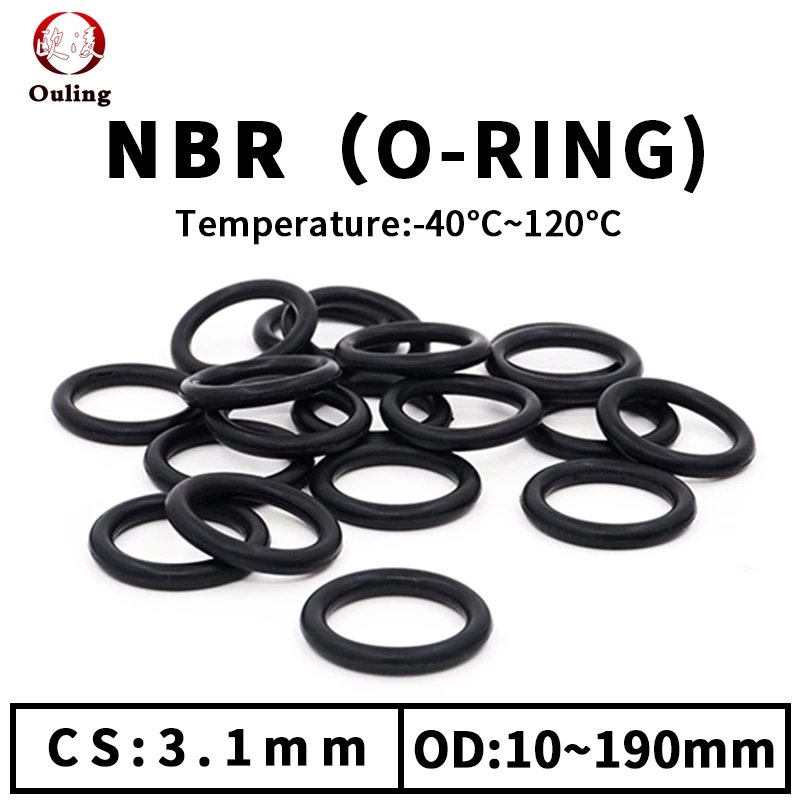 

NBR O Ring Seal Gasket Thickness CS3.1mm OD10-190mm Wear Resistant Automobile Petrol Nitrile Rubber O-Ring Waterproof Black