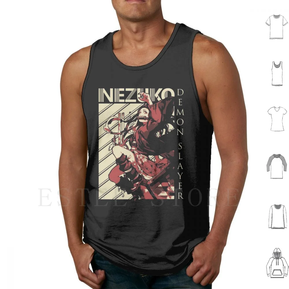 Nezuko Demon Tank Tops Vest Sleeveless Demon Kimetsu No Yaiba Demon Kimetsu No Yaiba Anime Manga Weeb Tanjiro Nezuko