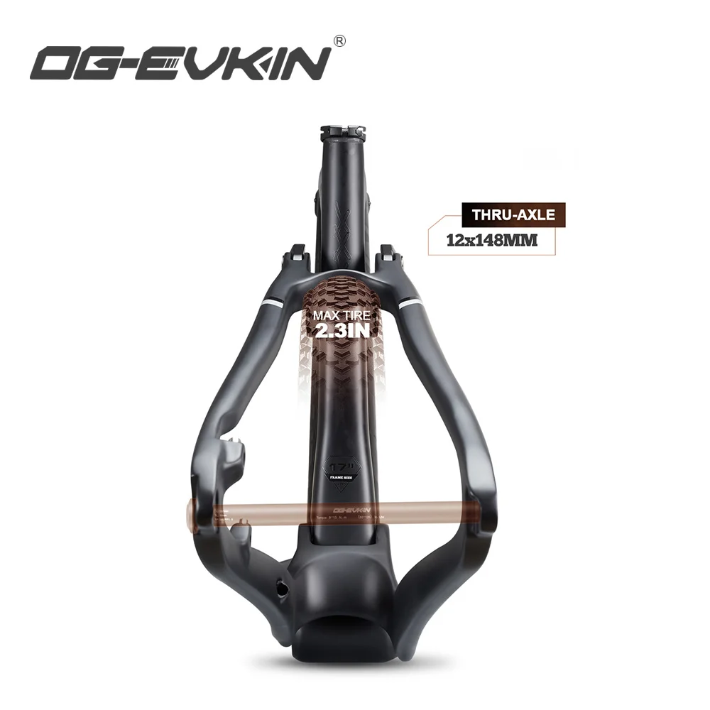 OG-EVKIN CF-080 Carbon Full Suspension Mountain Bike Frame 12X148 Thru-Axle 12V Boost 29er 2.35 Tire BB92 MTB Bicycle Disc Frame