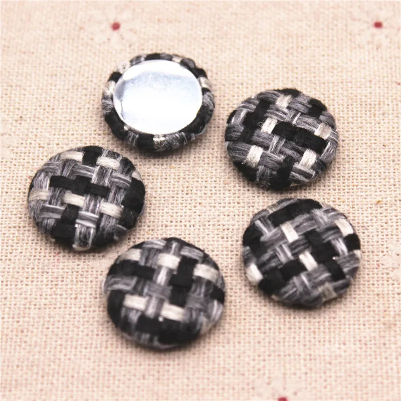 20 pz 20mm tessuto Tweed bottoni rotondi Flatback Cabochon fai da te mestiere/fermaglio per capelli decorazione della casa accessori Scrapbooking