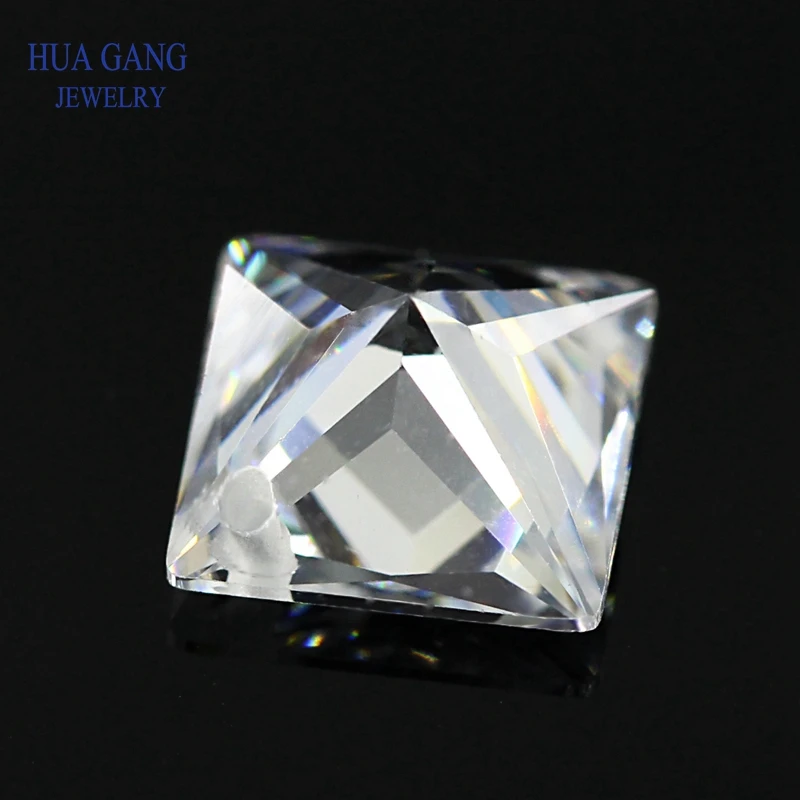 White Cubic Zirconia Stone Square Shape Loose Cz Stones Gems AAAAA With Hole For Jewerly Making 5x5~12x12 High Quality