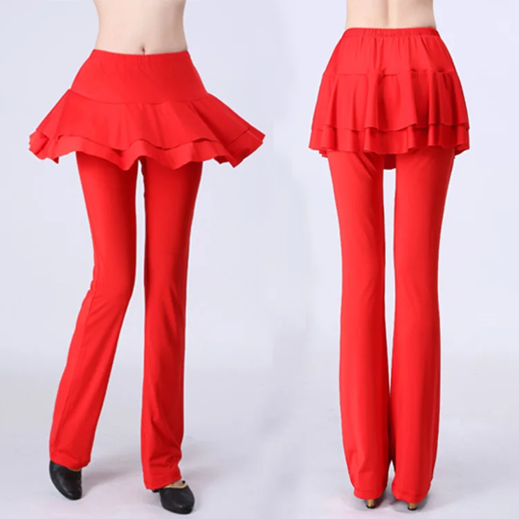 Dance Pant Latin Dance Pants Adult Dancing Costumes Women Ballroom Competition Dancing Pants Belly Practice Trousers Skirt