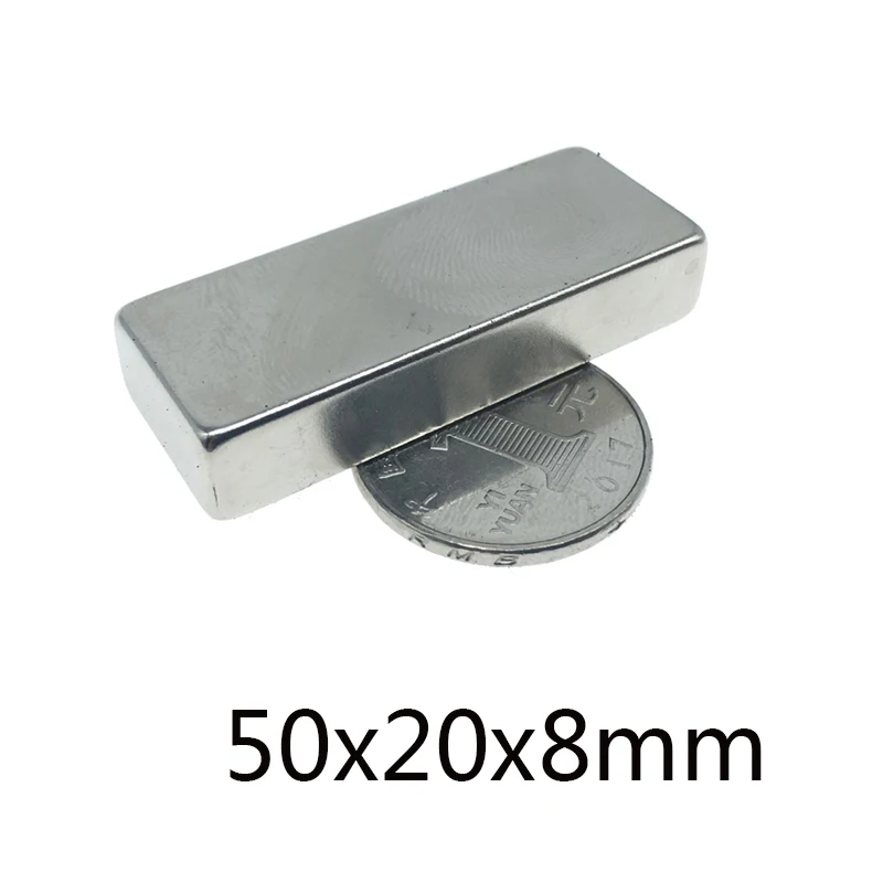 Strong Sheet Rare Earth Magnet 50x20x8mm Rectangular Neodymium Magnets N35 Block Magnet 50*20*8mm