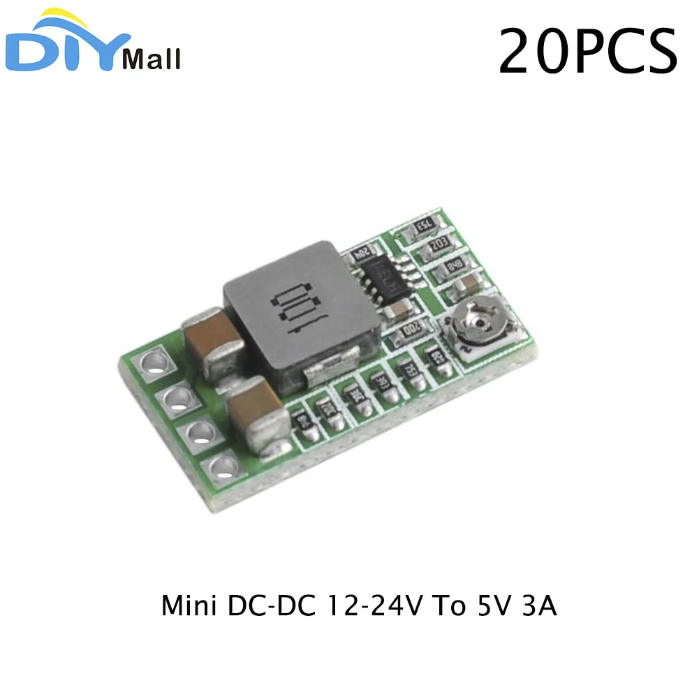 20pcs Mini DC-DC 12-24V a 5V 3A Step Down modulo di alimentazione convertitore Buck di tensione regolabile 97.5% 1.8V 2.5V 3.3V 5V 9V 12V