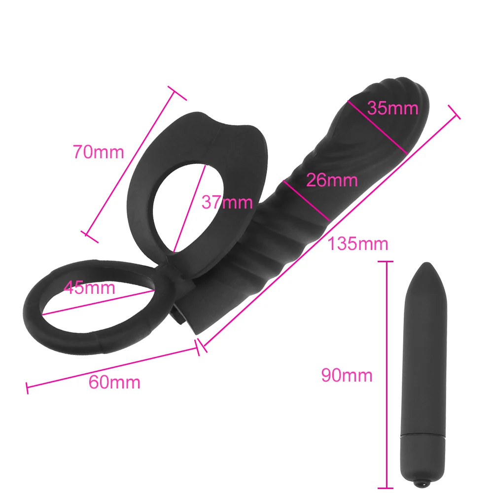 IKOKY New Double Penetration Anal Plug Dildo Butt Plug Vibrator For Men Strap On Penis Vagina Plug Adult Sex Toys For Couples