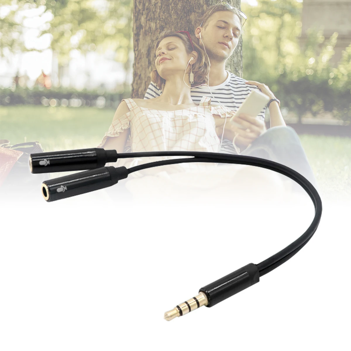 Audio Splitter Microphone Extension Cable Double Microphone Cable Jack 3.5mm Cable Male to 2 Female for Phone Laptop AUX Cable