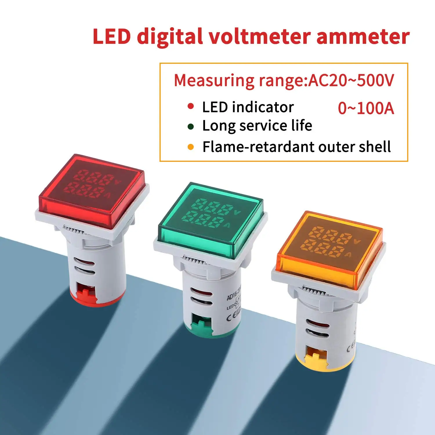 AC 20-500V 0-100A Mini Multimeter LED Dual Display Voltmeter Ammeter Voltage and Current Meter Teste