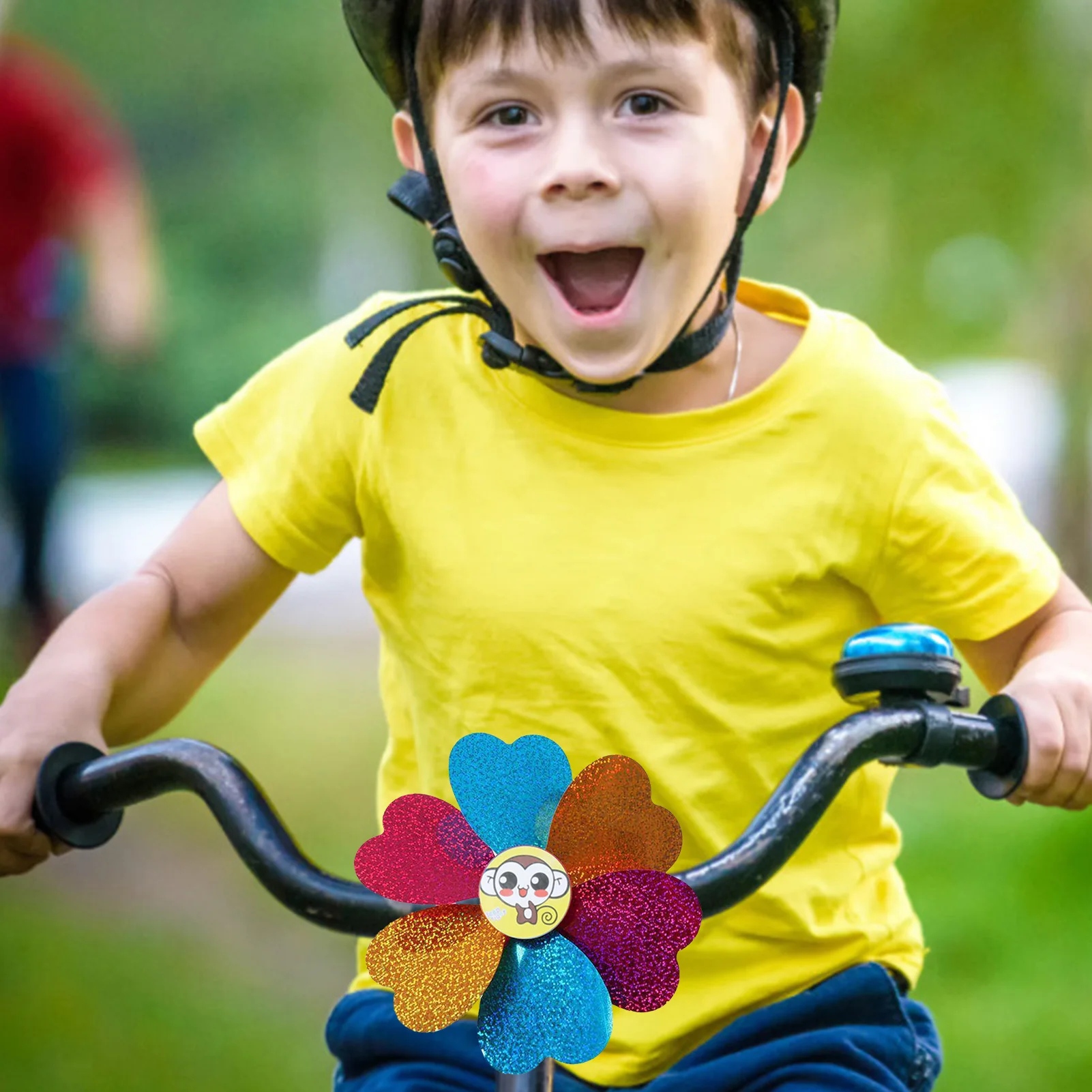 Bicicleta Windmill Cartoon plástico colorido guidão Pinwheel