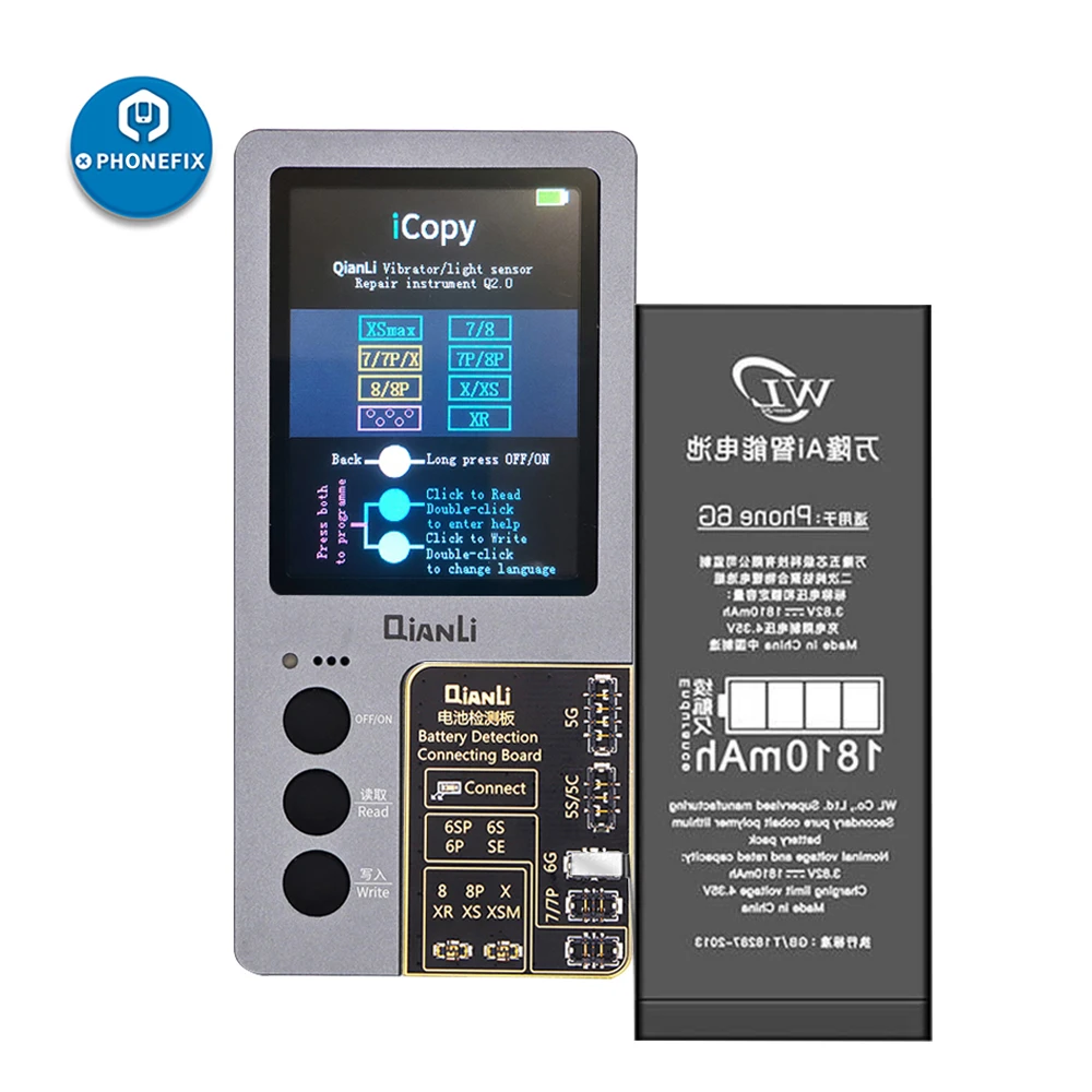 Qianli-placa de bateria icopy plus para iphone, display de transferência para vibrador, reparo eprom, para modelos 7, 8, x, xr, xs max, 11 pro max
